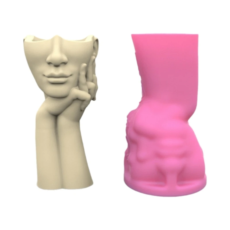 Абстрактное лицо Цветочные горшки Формы для эпоксидной смолы Держатель ручек