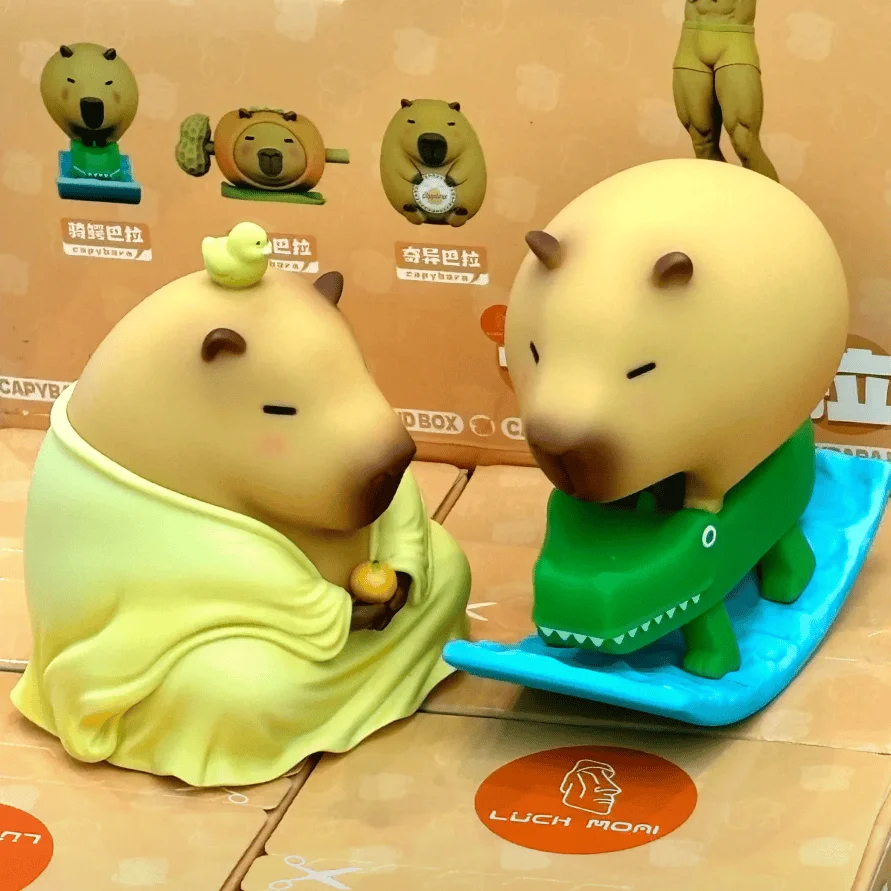 Фото Luck Moai Capybara Little Pig Series слепая коробка модный милый настольный орнамент креативный подарок для детей игрушки модель из ПВХ №4