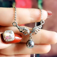 leeker romantic angel wings choker necklace white grey pearl pendant necklace for women rhinestone wedding accessories 277 lk2