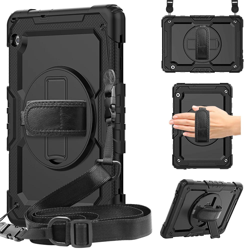 

360 Rotation Hand Strap Kickstand Tablet Case for Funda Huawei Mediapad T5 10.1 Silicone Protective Cover