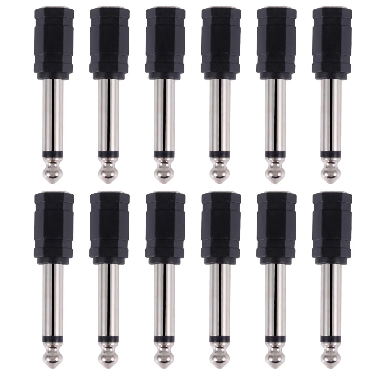 

12 Pcs Microphone Adapter Audio Converter Earphone 635mm 35mm Jack Plug Connector