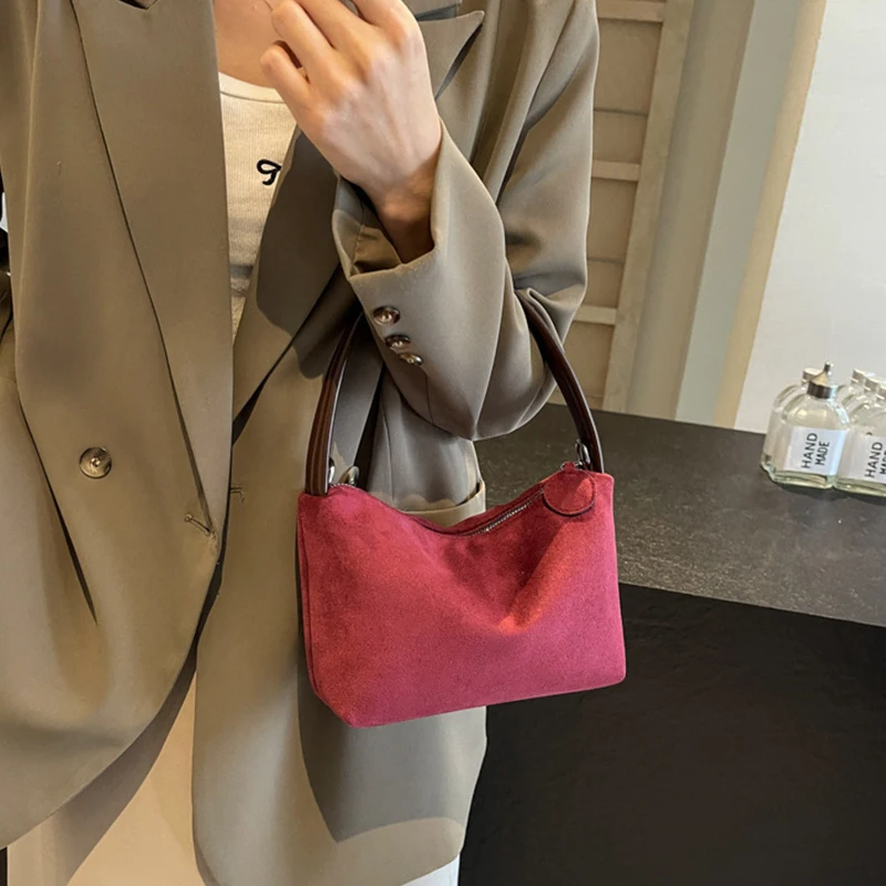 Повседневная модная Замшевая сумка 5 цветов через плечо коричневая Женская с