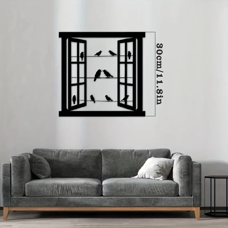 1 Шт. Металлическое Настенное Украшение В Готическом Стиле Перья Окно Птица