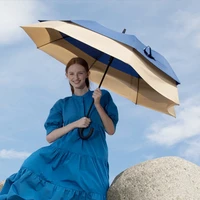 manual folding umbrella double layer parasol outdoor windproof long handle sun umbrella quality guarda chuva household supplies