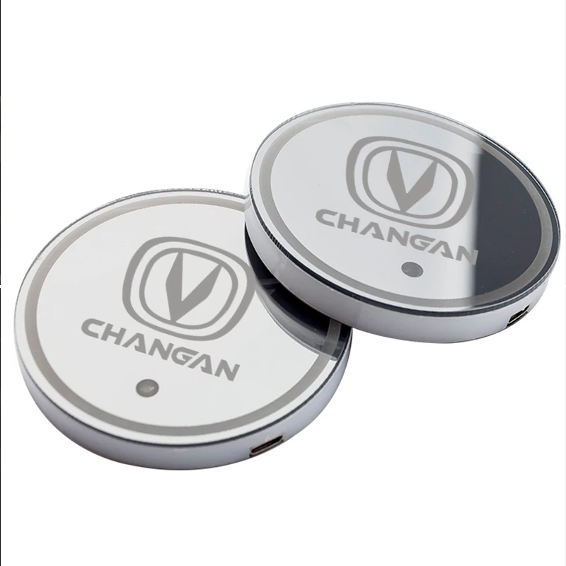 

2 шт. автомобильные аксессуары, подстаканник, светящийся коврик для подставки, значок Decora для CHANGAN CS75 PLUS CS95 CS35 alsvin CS15 CS55 Eado