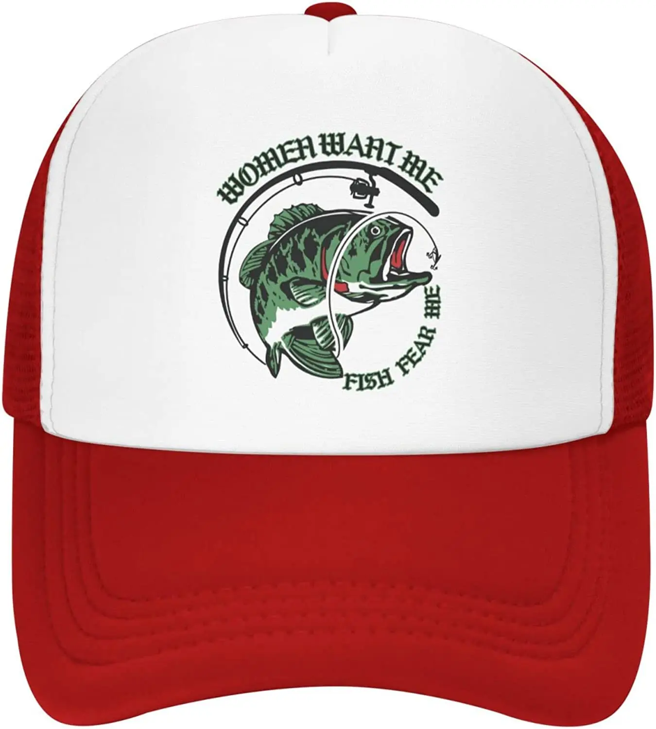 Women Want Me Fish Fear Me Funny Fishing Hat for Men Women, Trucker Hat, Sports Baseball Cap with Casual Adjustable Snapback