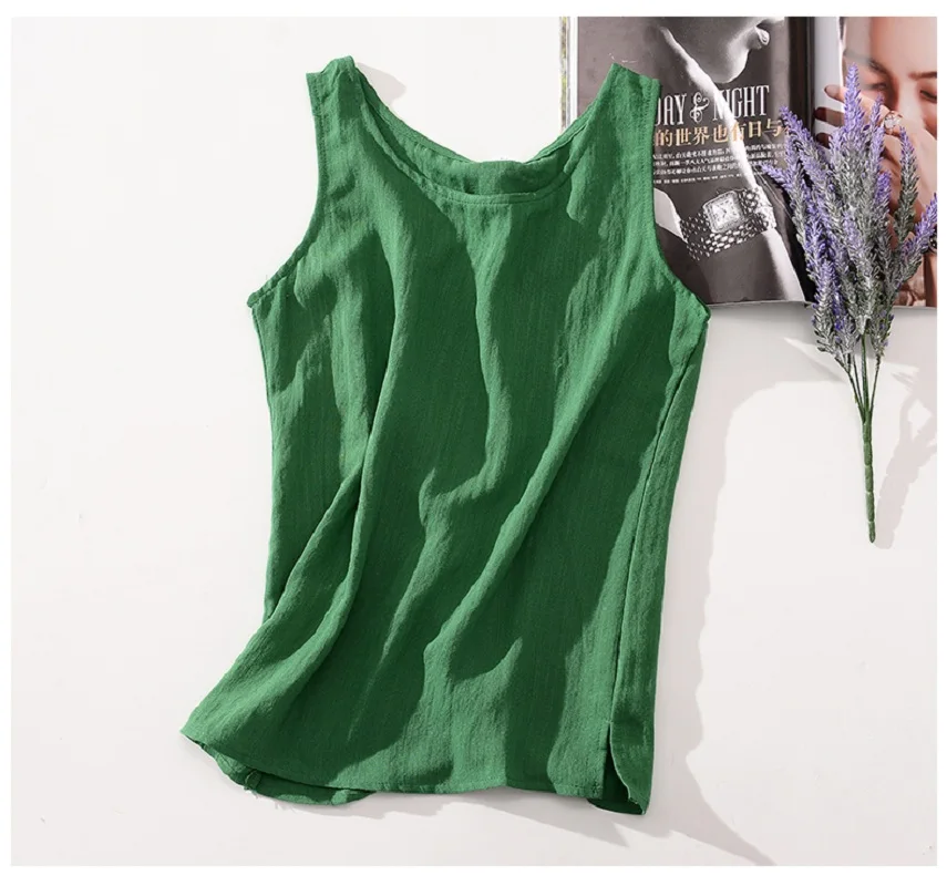 Майка женская из хлопка и льна пикантная спортивная рубашка для фитнеса без