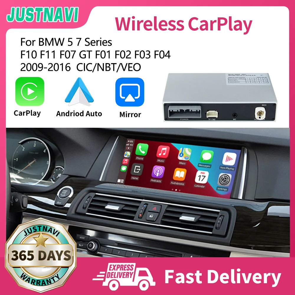 

JUSTNAVI Wireless IOS CarPlay Android Auto for BMW 5 7 Series F10 F11 F07 GT F01 F02 F03 F04 2009-2016 With Mirror Link Function