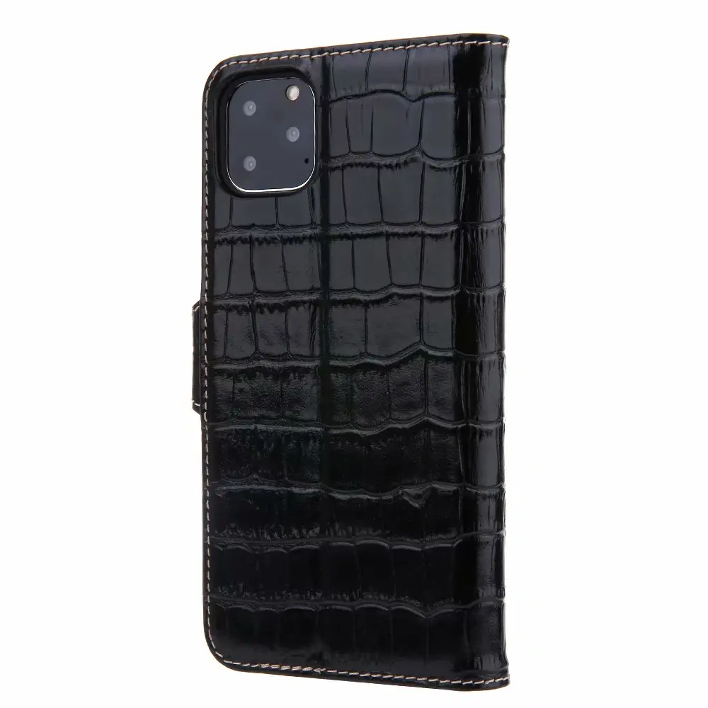 Luxury Genuine Crocodile Pattern Leather Natural Skin Cover Flip Phone Case For Iphone 14 13 12 Mini 11 Pro Max X Xs Xr 7 8 Plus