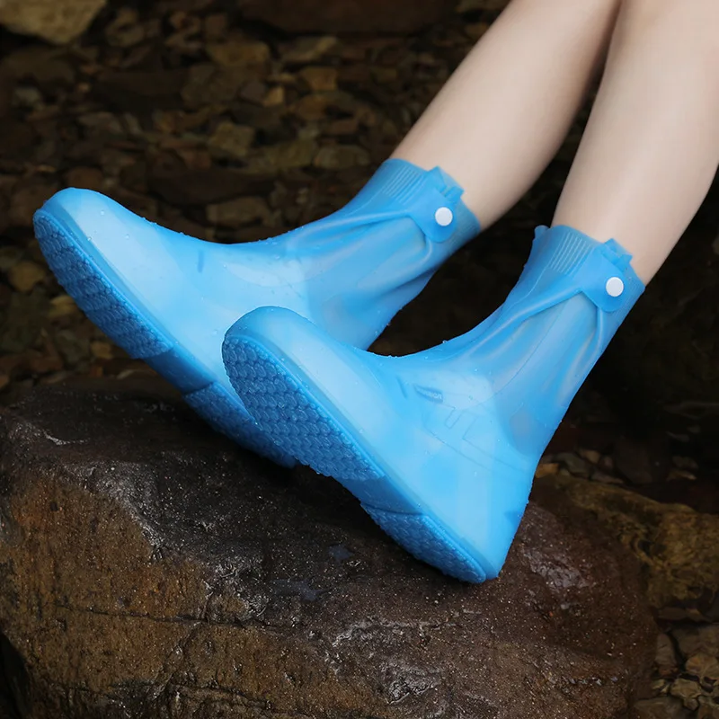 Top Quality Mid-calf Washable Shoe Covers TPE Double Bottom Anti-slip Cover Shoes Unisex Waterproof Silicone Rubber Rain Boots