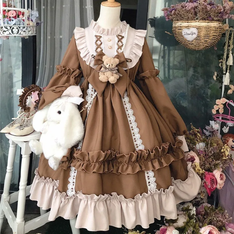 Girl Maid Cute Dress Sweet Gothic Party Robe Kawaii Lolita Style Dress Korean Fashion Women Lace Clothing 2021 Japanese Costume