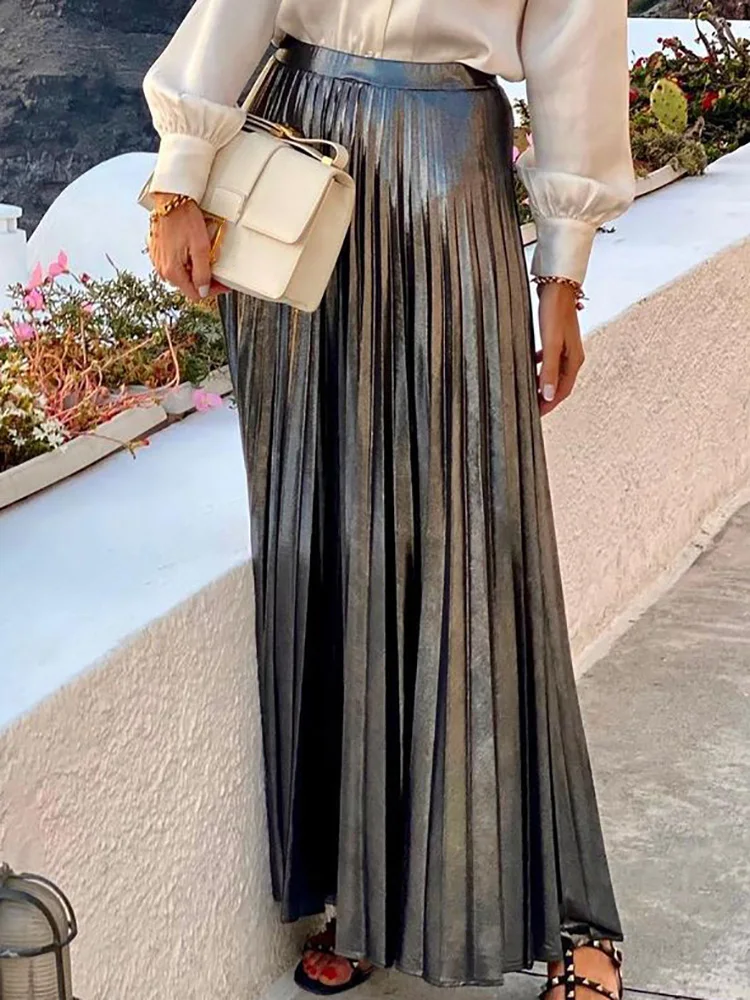 Женская плиссированная юбка с поясом на резинке элегантная повседневная