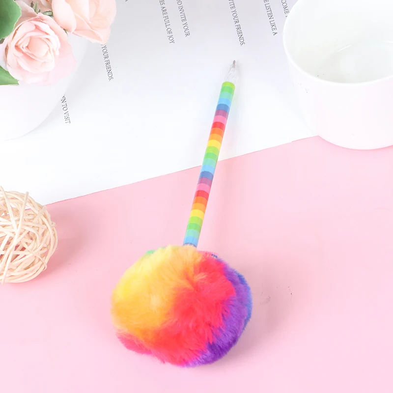 1 шт. Акция кавайные творческие цветные гелевые ручки с пушистым шариком для