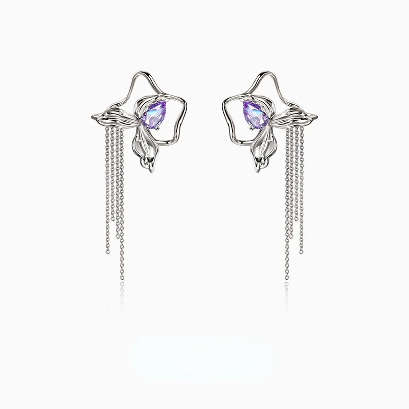 

Оригинальный дизайн, уникальная цепочка с кисточкой, украшение, лепестки, клипса для ушей без отверстий для ушей, милые и крутые серьги, клип...