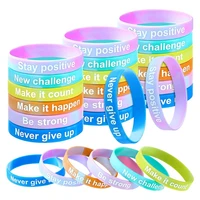 48 pieces inspirational bracelets colorful motivational wristbands for kids student party supplies