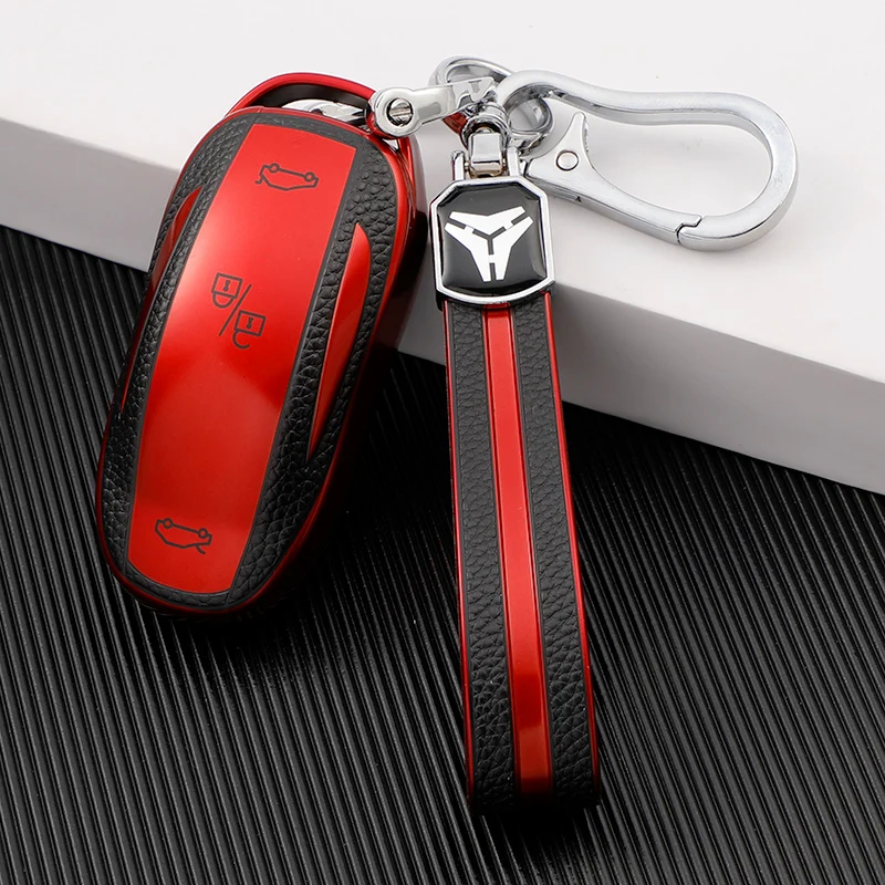 

TPU Leahter Car Remote Smart Key Cover Case Fob Bag Shell Holder Keychain for Tesla Model S Model 3 Model X Accessories
