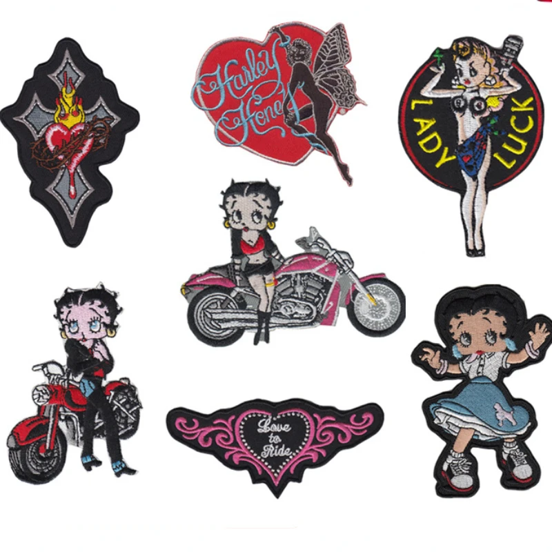 

20pcs/Lot Luxury Embroidery Patch Motorcycle Beauty Princess Lady Dance Mirror Heart Clothing Decoration Accessory Diy Applique