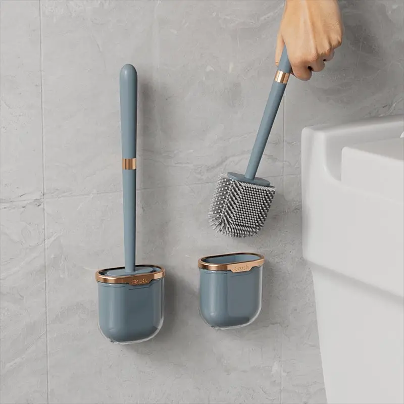 

Soft Glue Toilet Brush Household Long Handle Soft Hair Toilet Cleaning Brush Set Silicone No Dead Angle Wall Hanging Clean Brush