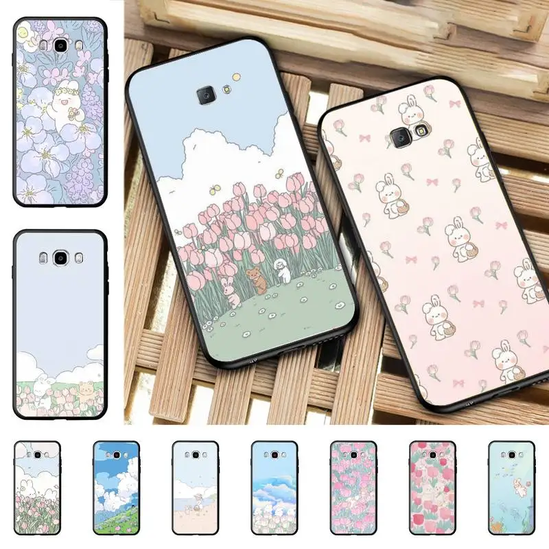 

Cute Funny Rabbit Flower Phone Case for Samsung J 2 3 4 5 6 7 8 prime plus 2018 2017 2016 core