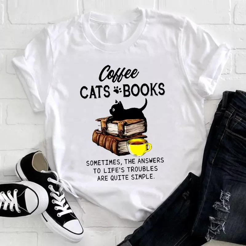 

2023New Cute Cat Pet Cartoon Letters 90s Clothing 2021 Funny Printing Clothes Print Tshirt Female Tee Top Ladies Graphic T-shirt