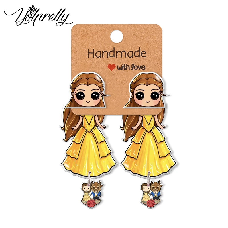 2024 новые акриловые серьги-гвоздики с изображением мультяшной красавицы и