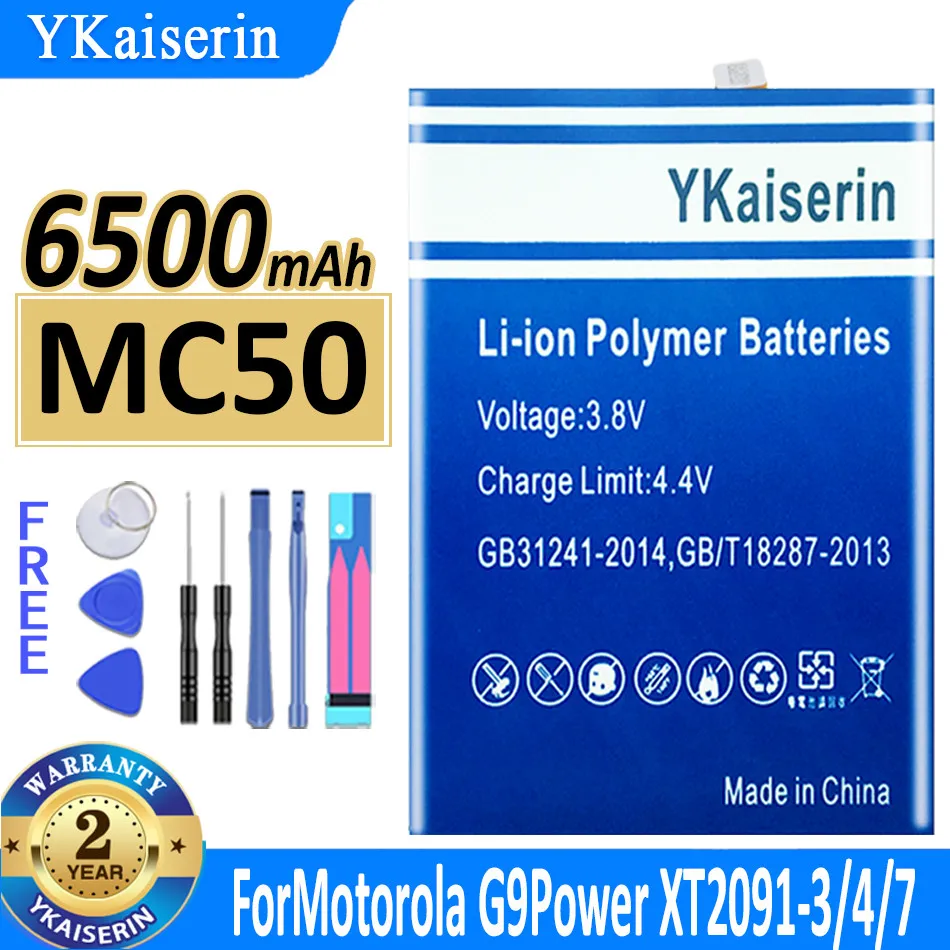 

YKaiserin for Motorola MC50 MC 50 Rechargeable Battery for Motorola G9 Power XT2091-4 Batteries 6500mAh Battery Batteria