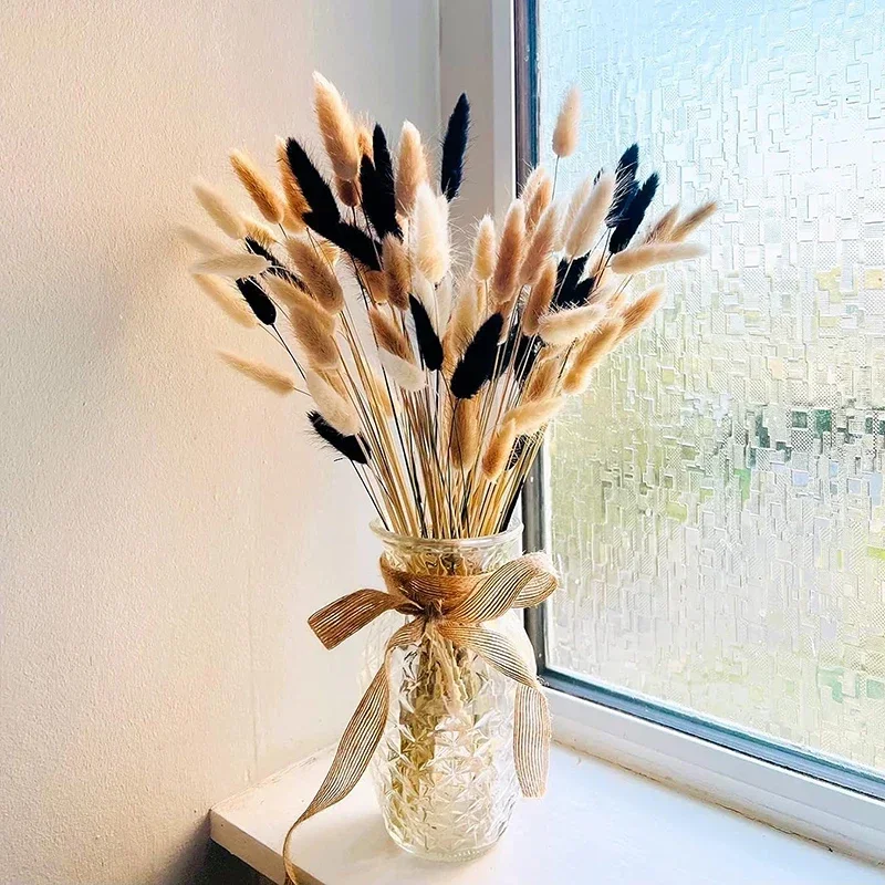 

100pcs Natural Dried Flowers Bouquet Bunny Tails Grass Wedding Party Decoration Fluffy Mix Pampas Lagurus Ovatus Boho Home Decor