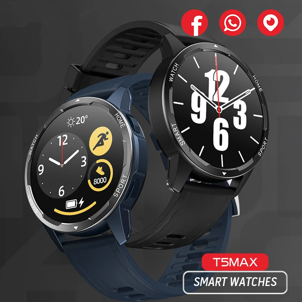 

T5 MAX Smart Watch Men Women Heart Rate Fitness Tracker Smartwatch Bluetooth Blood Pressure Sports Smartband for Android IOS
