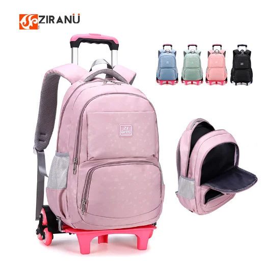 

ZIRANYU Rolling Backpack for girls backpacks with Wheels for School Trolley Wheeled backpack Bag for kids Rolling school bags