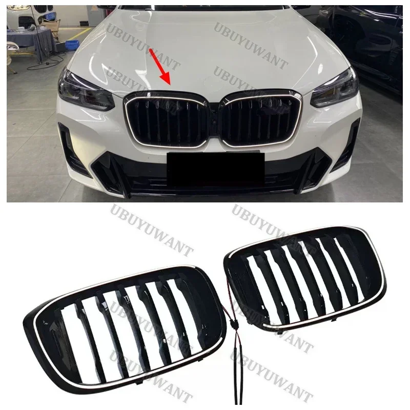 Фото Для BMW X3/X4 G01 G02 G08 M40i 20i 30i 22-24: Передняя решетка бампера, замена решеток из ABS-пластика, решетка с LED-подсветкой №3