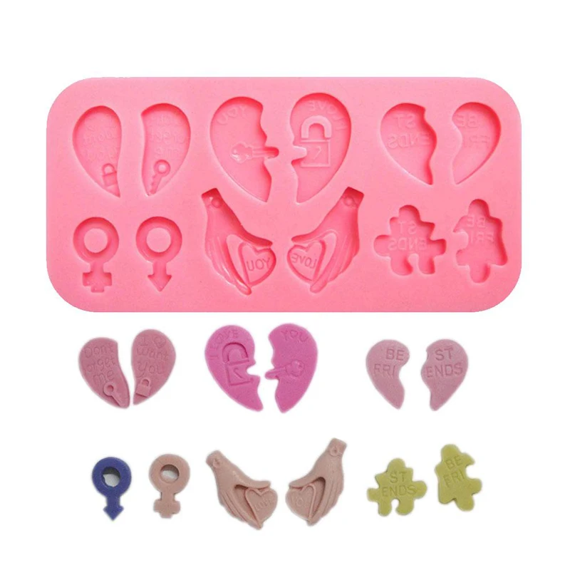 

Free Shipping Lover Hearts Cooking Tools Fondant Cake Silicone Chocolate Decoration Mold Cookies Ice Mold Candy Cake Clay