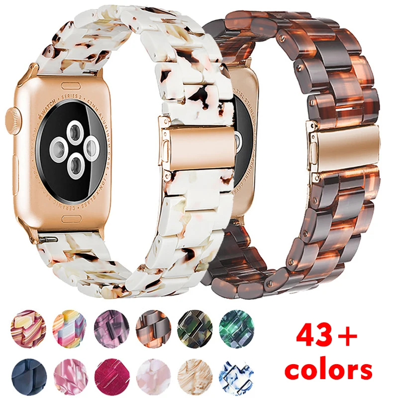 Resin strap for apple watch ultra band 8 7 49 44mm 40mm 42mm 38mm 41 45mm correa transparent Loop for iwatch 7 6 se series 5 4 3