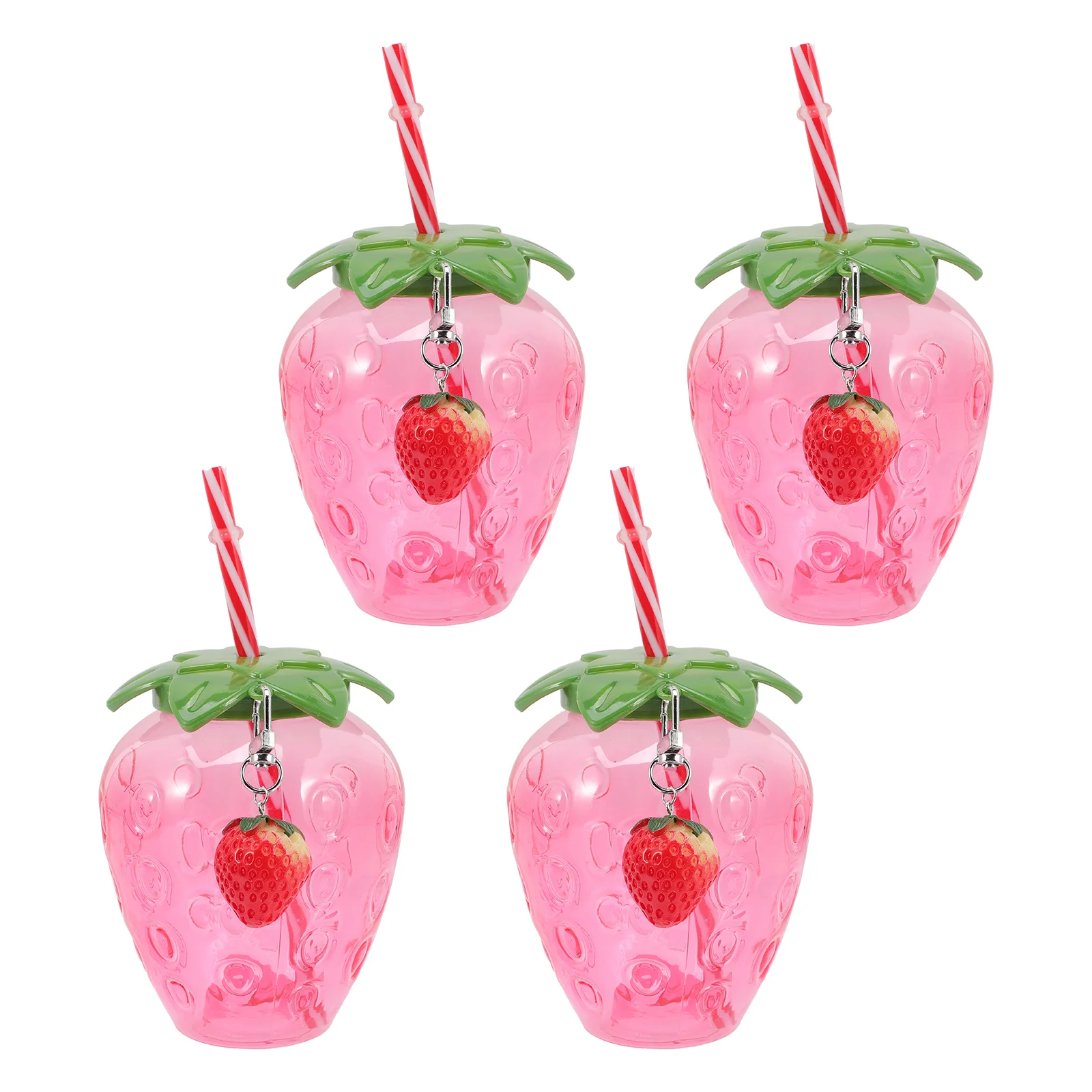 

Cup Strawberry Party Cups Drink Straw Bottle Hawaiian Luau Water Sippy Drinking Fruit Plastic Kawaii Smoothie Lid Mug Kids Beach
