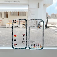disney mickey minnie duck daisy phone case for iphone 11 12 13 14 pro max x xs xr 7 8 plus se 2020 transparent card pocket cover