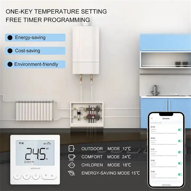 Фото Умный термостат для теплого пола Tuya Zigbee, термостат с Wi-Fi, контроллер температуры для теплого пола, 3 А, 16 А №3