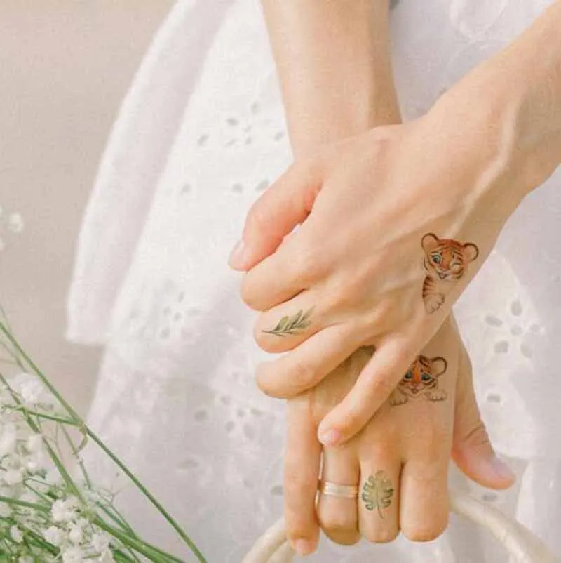 Временные водостойкие тату-наклейки Мультяшные тигр лицо рука боди-арт имитация