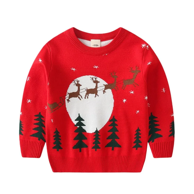 

Рождественская одежда, свитер для мальчиков и девочек на осень и зиму, пуловер, вязаный свитер, детские свитеры с рождественским оленем, вязаные топы