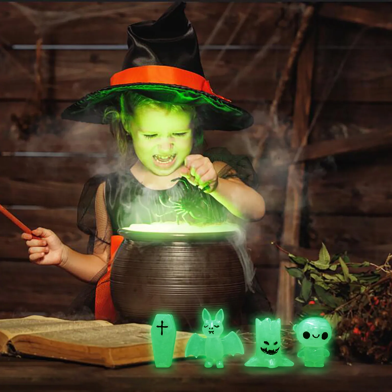 

Микро-ландшафтный флуоресцентный орнамент на Хэллоуин, маленький светящийся орнамент, Оловянная Мужская статуя