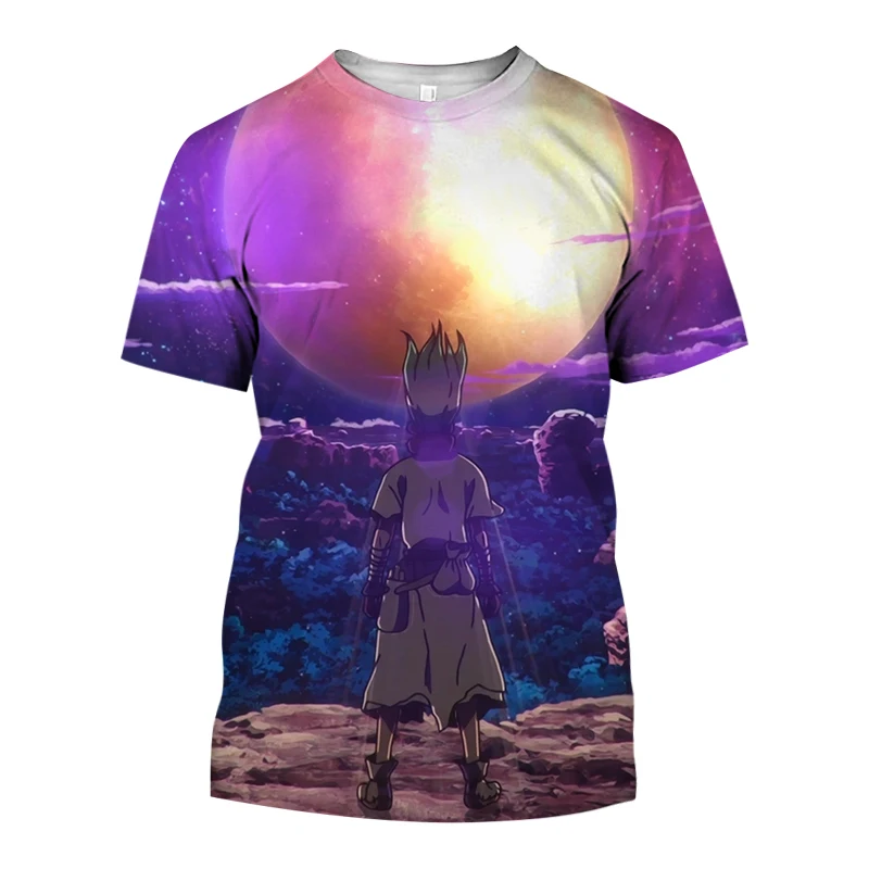 

Новинка 2023, летняя популярная мужская одежда, японская ностальгия, аниме Dr Stone 3D, Мужская футболка, Модный повседневный женский топ с коротким рукавом для мальчиков