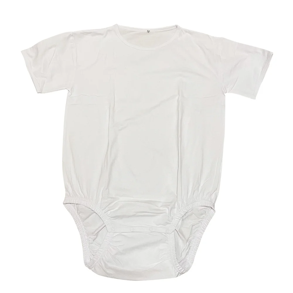 

Classic Solid Adult Baby Bodysuit Sissy Snap Crotc Pajamas ABDL Diaper Onesie