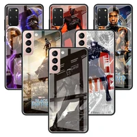 glass case for samsung galaxy s21 ultra s20 fe s22 s10 s9 plus cell phone funda cases s8 note 20 10 9 cover marvel black panther