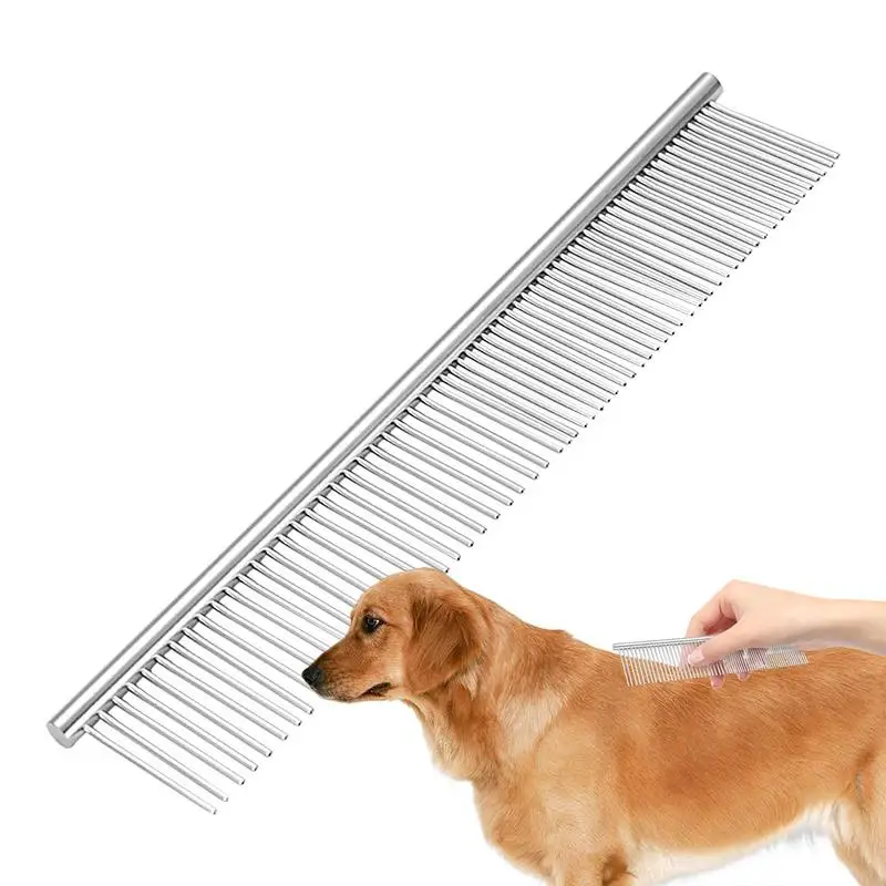

Stainless Steel Dog Comb Long Thick Hair Fur Removal Brush 18.5cm Pets Dog Cat Grooming Dematting Combs For Shaggy Dogs