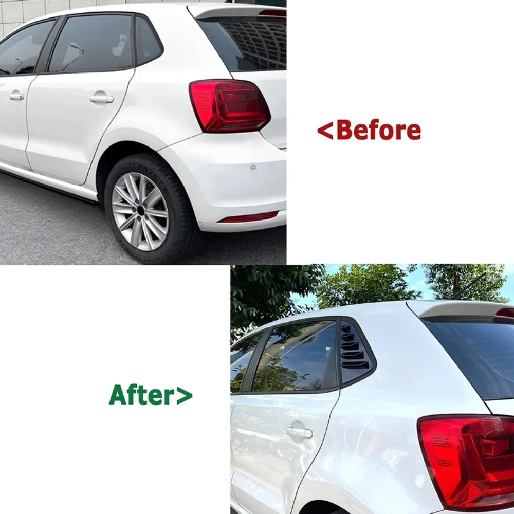 Фото Новые накладки на задние окна (жалюзи) для Volkswagen Polo 6R 6C 2010-2017, треугольные, тюнинг, внешние аксессуары, вторичный рынок №3