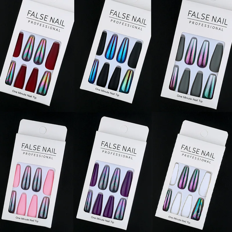 

24 шт., накладные ногти Aurora Mix с полным покрытием