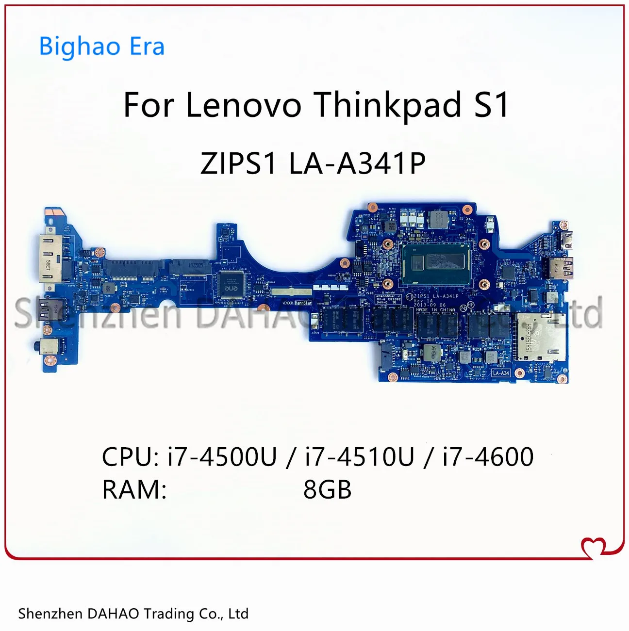 

FRU 04X6417 For Lenovo Thinkpad S1 Yoga S1 Laptop Motherboard ZIPS1 LA-A341P With I7-4500U/4600U CPU 8GB-RAM 100% Fully Tested