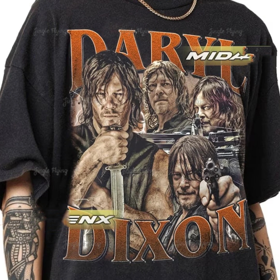 Ограниченная партия Дэрил Диксон Ходячие мертвецы Винтажная футболка подарок