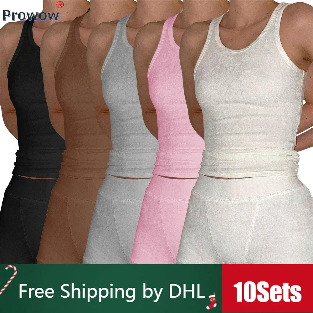 

Женский спортивный костюм из двух предметов, повседневный однотонный спортивный костюм с топом и эластичными шортами, летний комплект из 10 предметов, Y2k, 9829