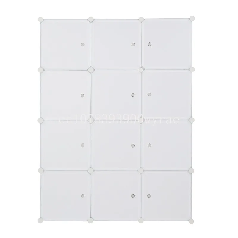 Stackable Plastic Cube Storage Shelves Design Multifunctional Modular Closet Cabinet with Hanging Rod White