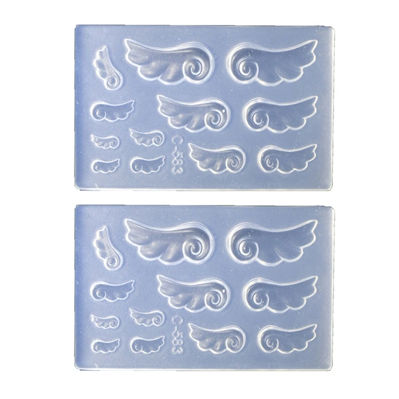 

2 Pcs Angel Wing Epoxy Resin Mold Nail Decorations Silicone Mould DIY Crafts Jewelry Casting Tools