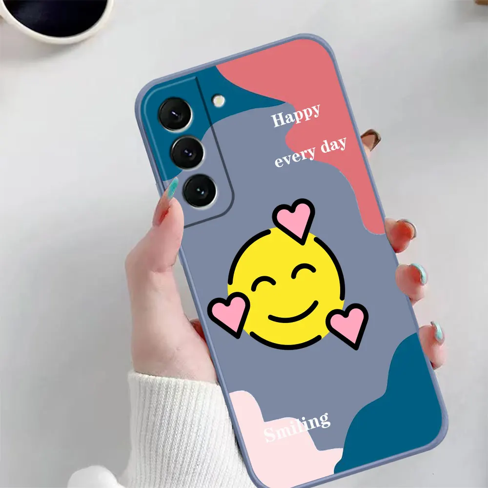 Case For Samsung Galaxy S23 S22 S21 S20 FE S11 S11E S10 S10E S9 S30 Ultra Plus 4G 5G Case Fundas Cqoue Shell Lovely Smiling Face